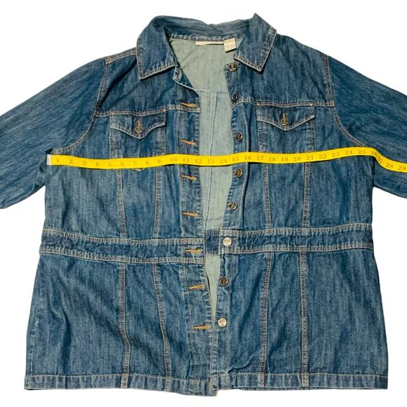 ROAMANS Jean Jacket 18W Blue Denim Chest Pockets Metal Buttons Casual Chore Coat - Picture 3 of 6